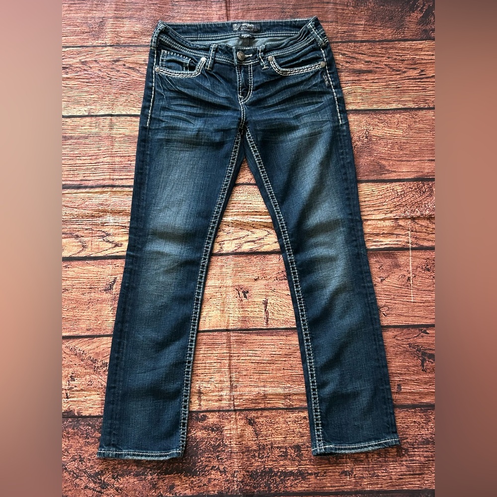 Silver Jeans Co. Suki Mid-Rise Straight Leg Jean Dark Wash‎